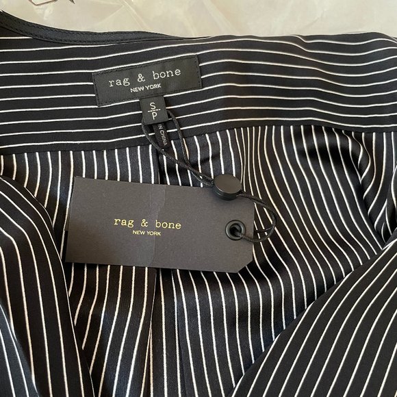 Black White Stripe Sleeveless Silk Blouse from Rag&Bone - Picture 6 of 8